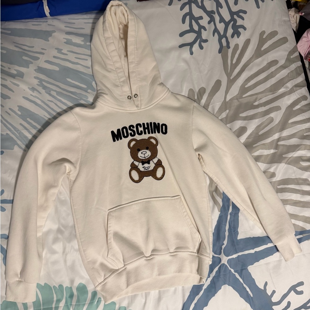 Moschino Off-White Hoodie with Teddy Bear Motif